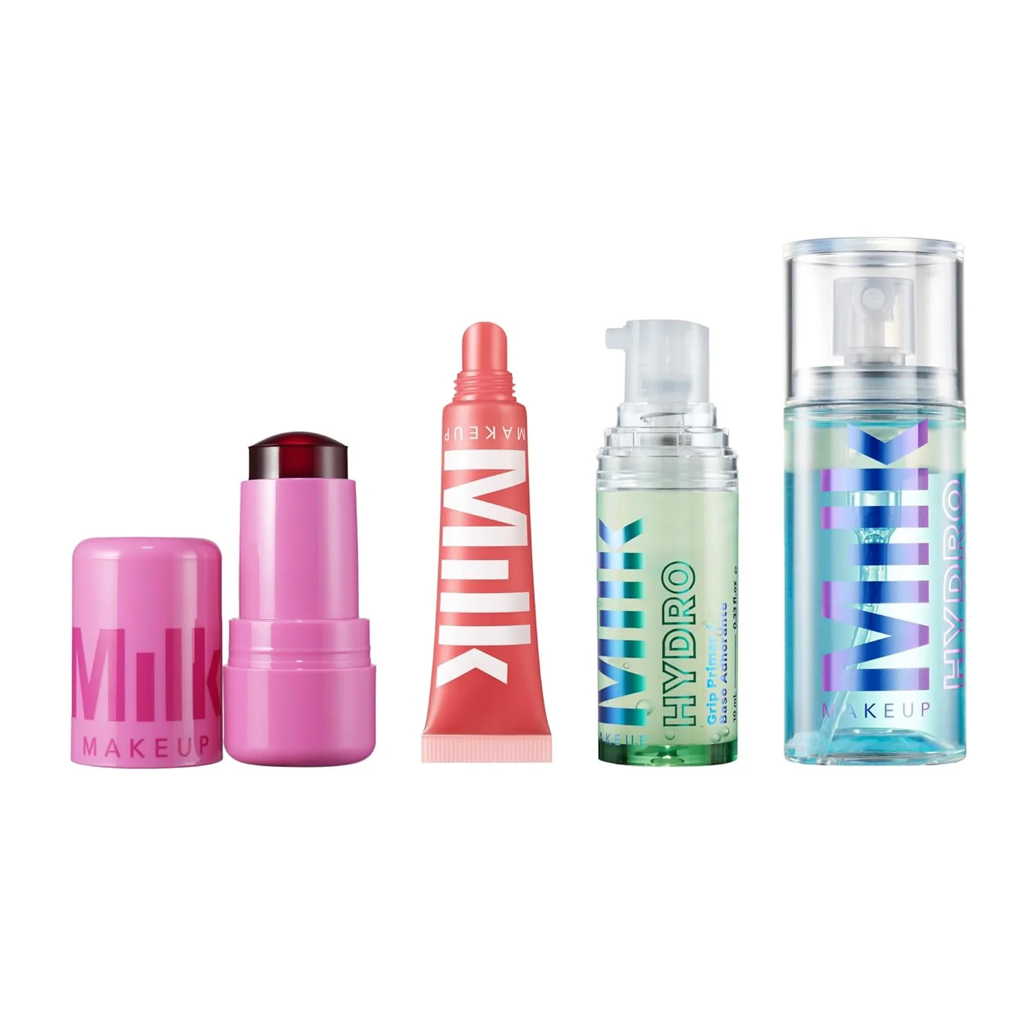 Набор для путешествий Milk Makeup Travel Essentials Bundle - увлажняющие и стойкие средства для макияжа - включает праймер, фиксирующий спрей, тинт для губ и бальзам для губ Balmade.