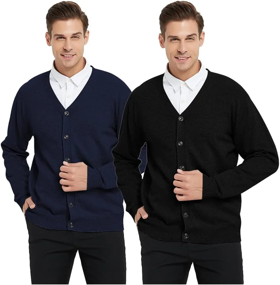 

TopTie 2 Pack мужской кардиган-свитер для офиса, хлопковый V-образный вырез