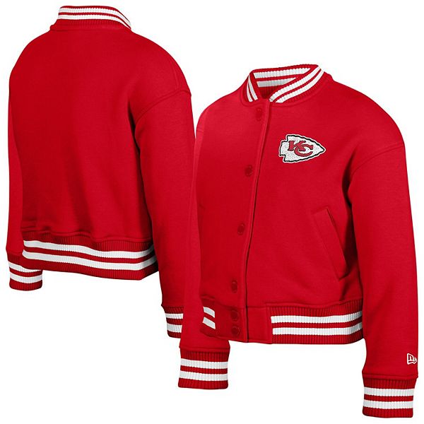 Красная молодежная куртка Kansas City Chiefs с аппликацией из шенилла на молнии New Era — фото 2