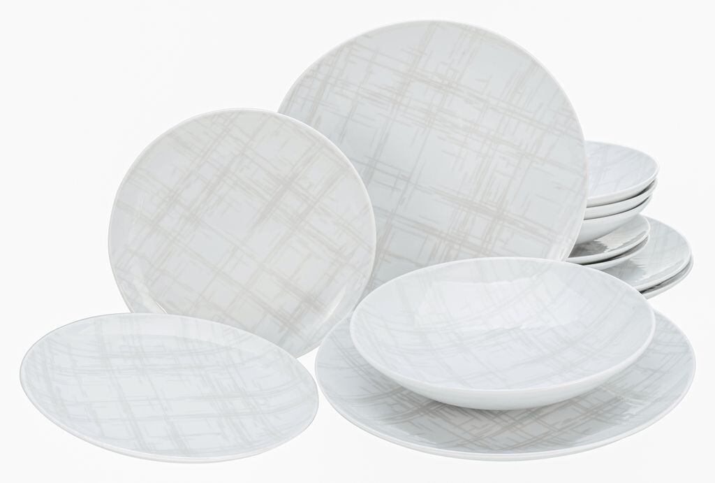 

CreaTable, 25867, Home Shabby Chic, набор тарелок, 12 предметов, фарфор, белый