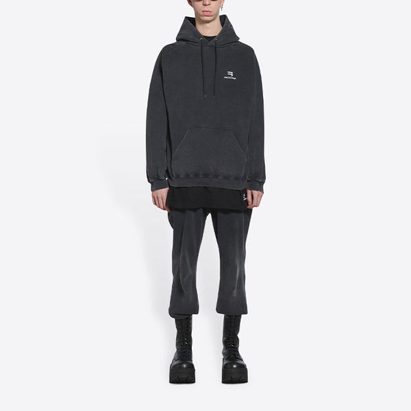 Толстовка sporty b hoodie medium fit 'black' Balenciaga, черный — фото 3