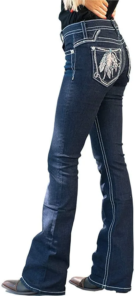 

Женские классические джинсы с завышенной талией и клеш Akivide