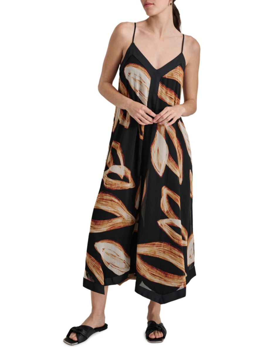 

Платье-платок из жатого шифона DKNY, цвет Wavering Leaf