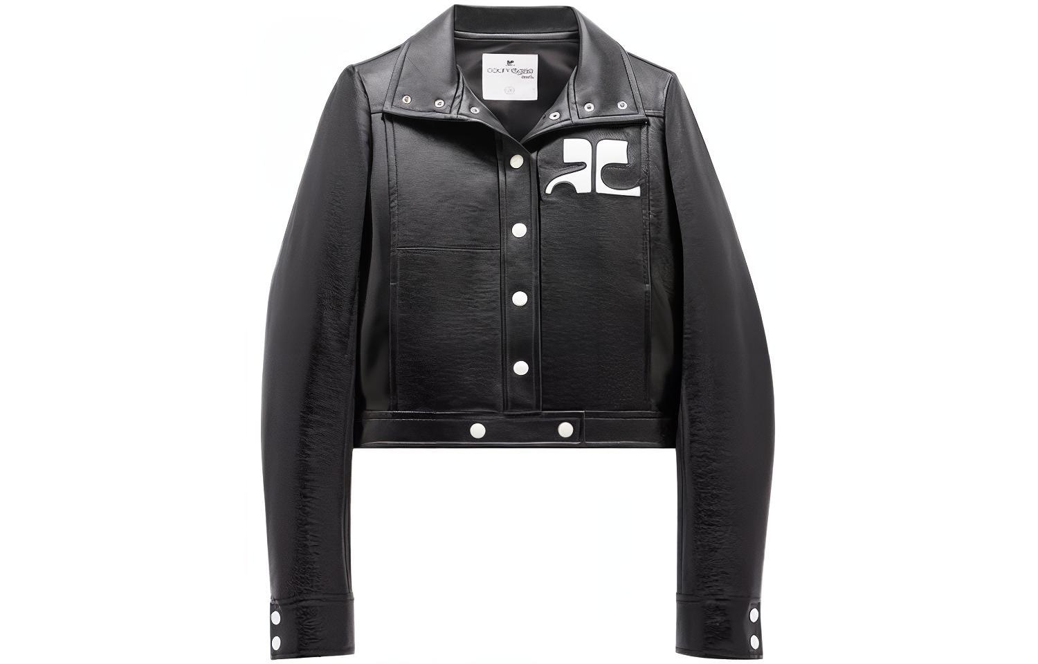 

COURREGES Короткий жакет прямого кроя из винила, Black