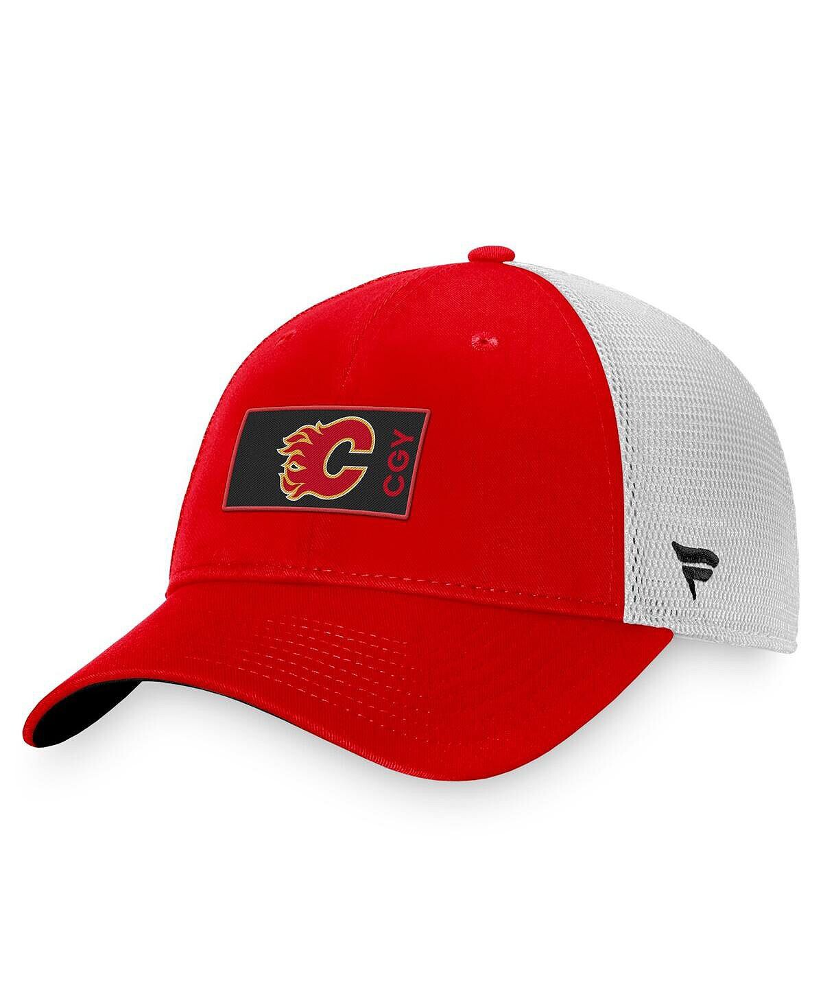

Мужская красная фирменная кепка Calgary Flames Authentic Pro Rink Trucker Snapback Fanatics