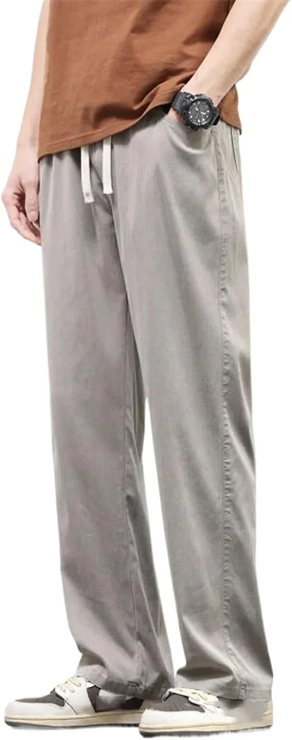 

Летние мужские брюки тонкие мешковатые прямые широкие с завязками на поясе jogger casual FSSNHQHCJ