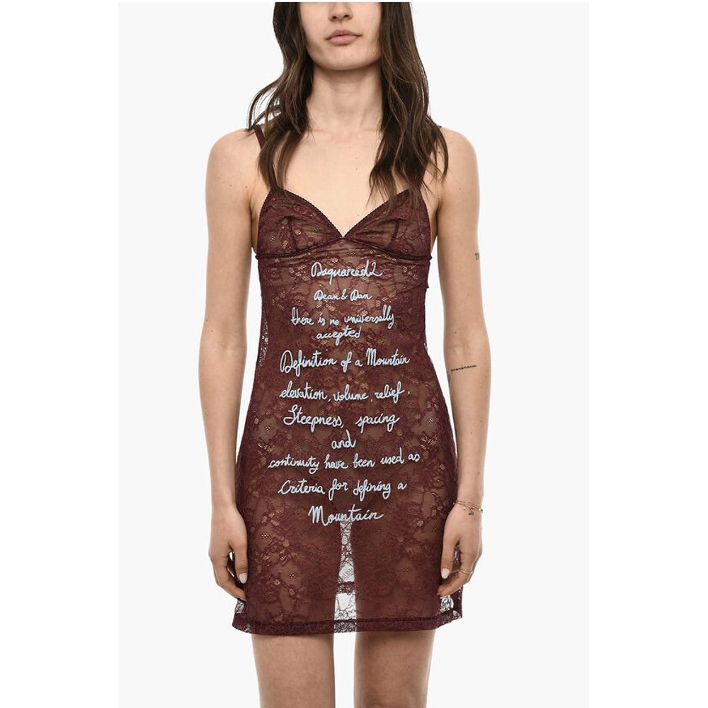 

UNDERWEAR Вышитое кружевное платье-комбинация Dsquared2, Burgundy