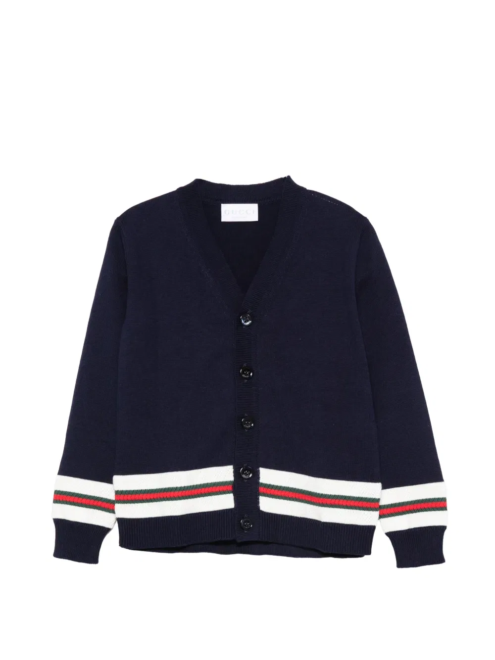 Кардиган в полоску с V-образным вырезом Gucci Kids, синий