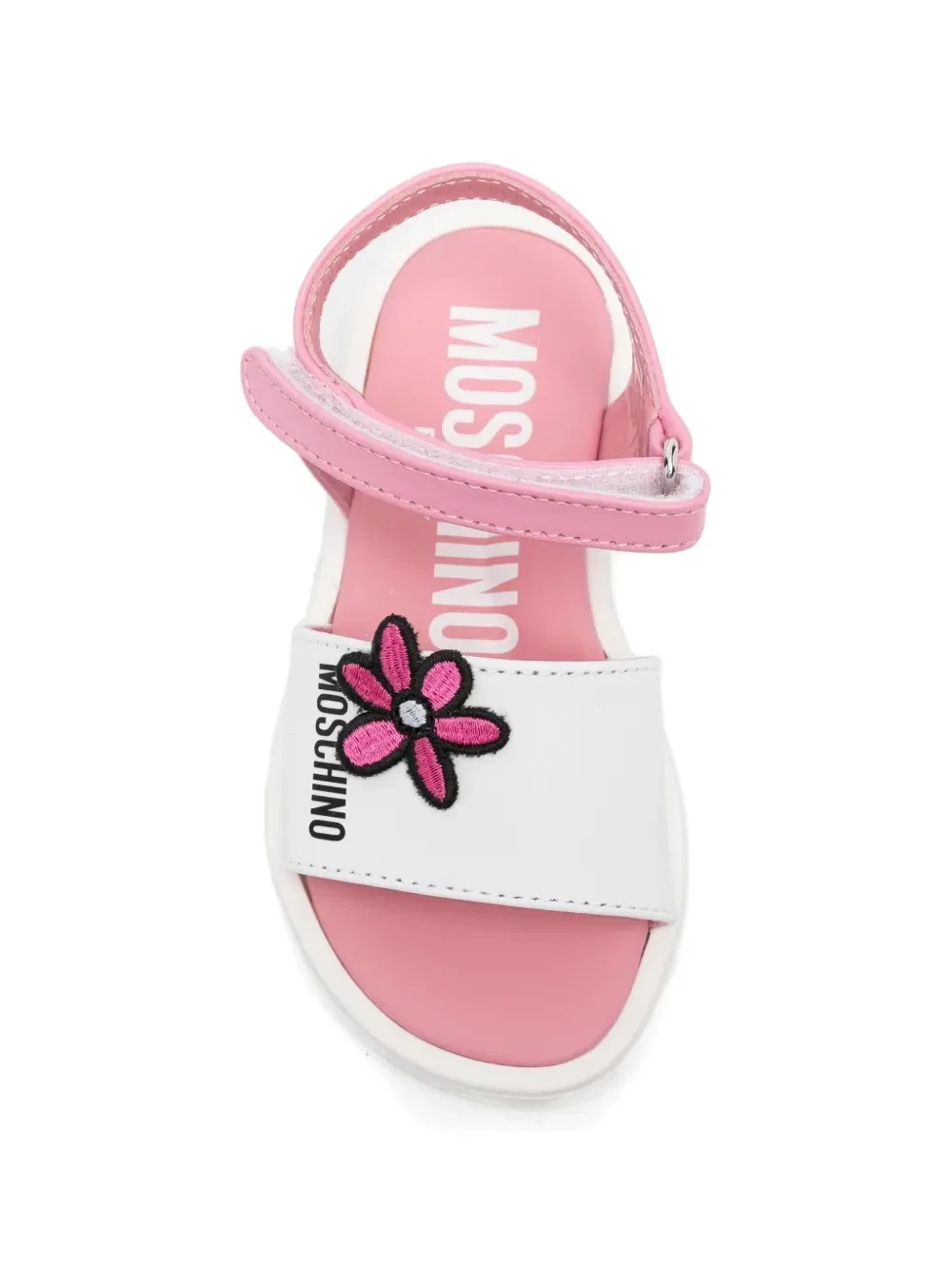 Босоножки с цветочной нашивкой Moschino Kids, розовый — фото 3