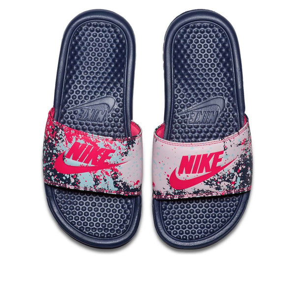Тапочки benassi jdi print splash ink minimalistic black pink slippers Nike, розовый — фото 3