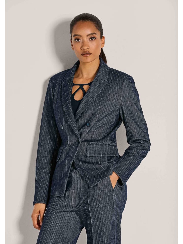 

MADELEINE Классический деловой пиджак в тонкую полоску, цвет туманно-голубой/меланж