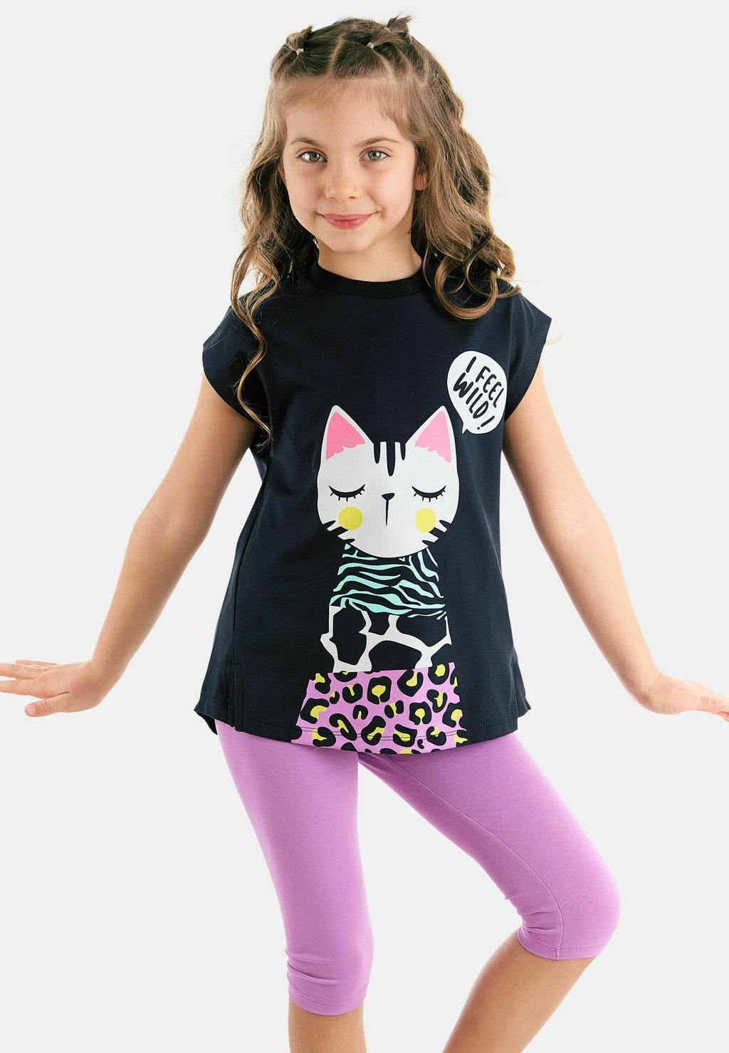 

Футболка с принтом JUNGLE CAT SET Denokids, темно-синий