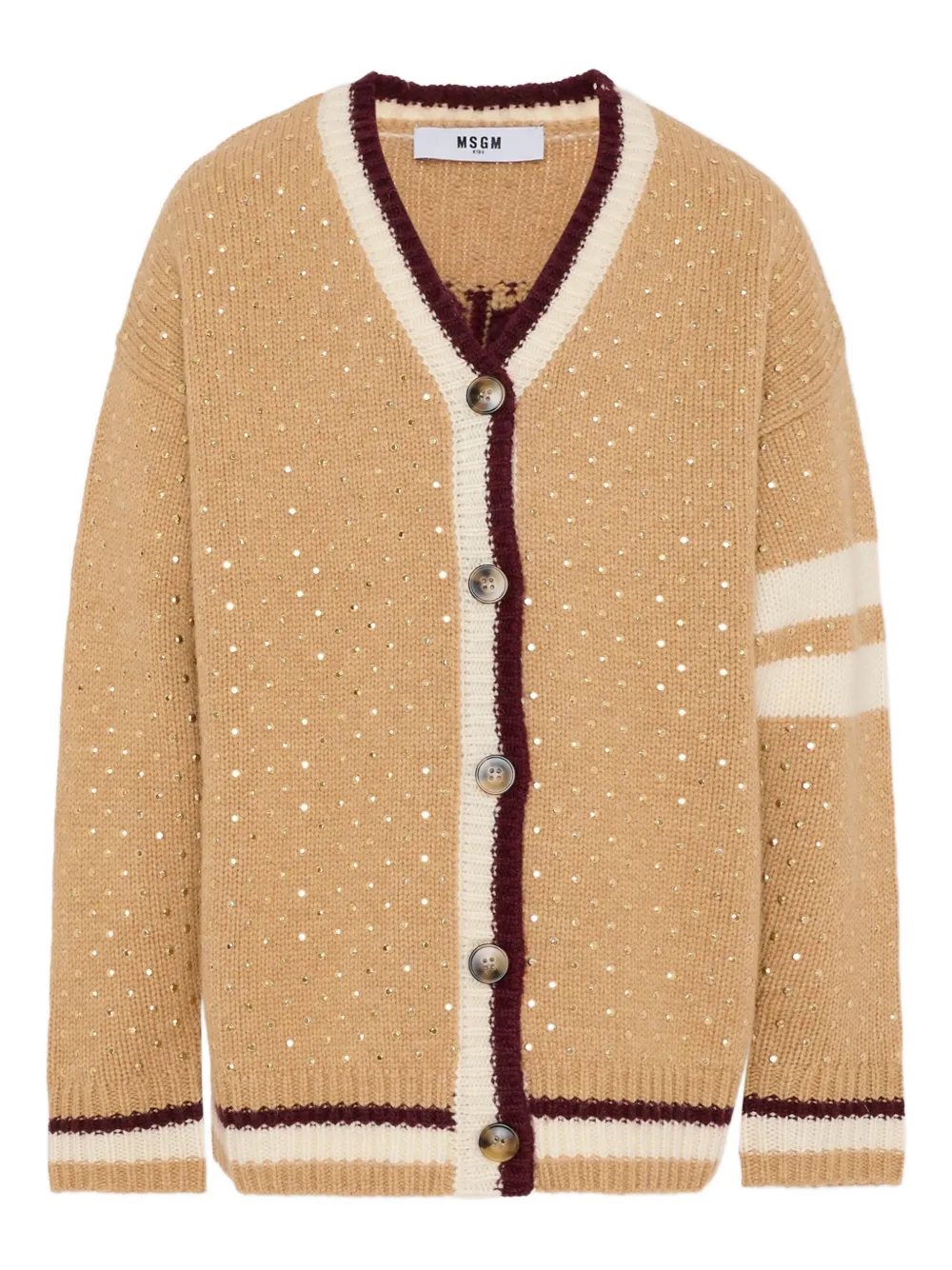 

Кардиган с пайетками Msgm Kids, бежевый