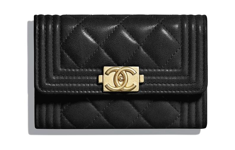 

CHANEL Кошелек для монет и карт Leboy из овчины, женский, черный