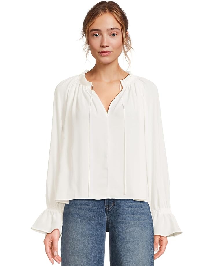 

Топ Madewell Nayla Boho Long Sleeve Tie Top, цвет Winter White