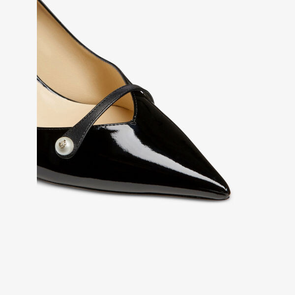 Туфли rosalia 65 на каблуке из лакированной кожи, украшенные жемчугом Jimmy Choo, черный — фото 4