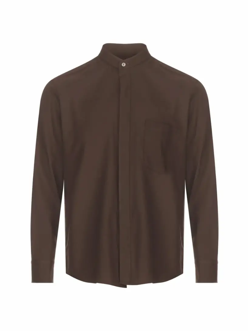 

Хлопковая рубашка Zegna, коричневый