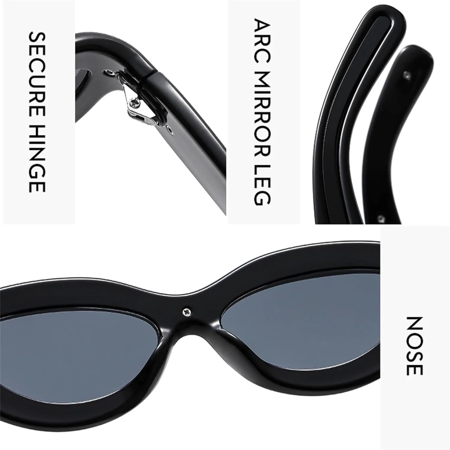 

Солнцезащитные очки Willochra Fashion Cat Eye для женщин, маленькая оправа, стильные ретро-очки в стиле металл-панк, треугольные солнцезащитные очки, 2pcs-black&red