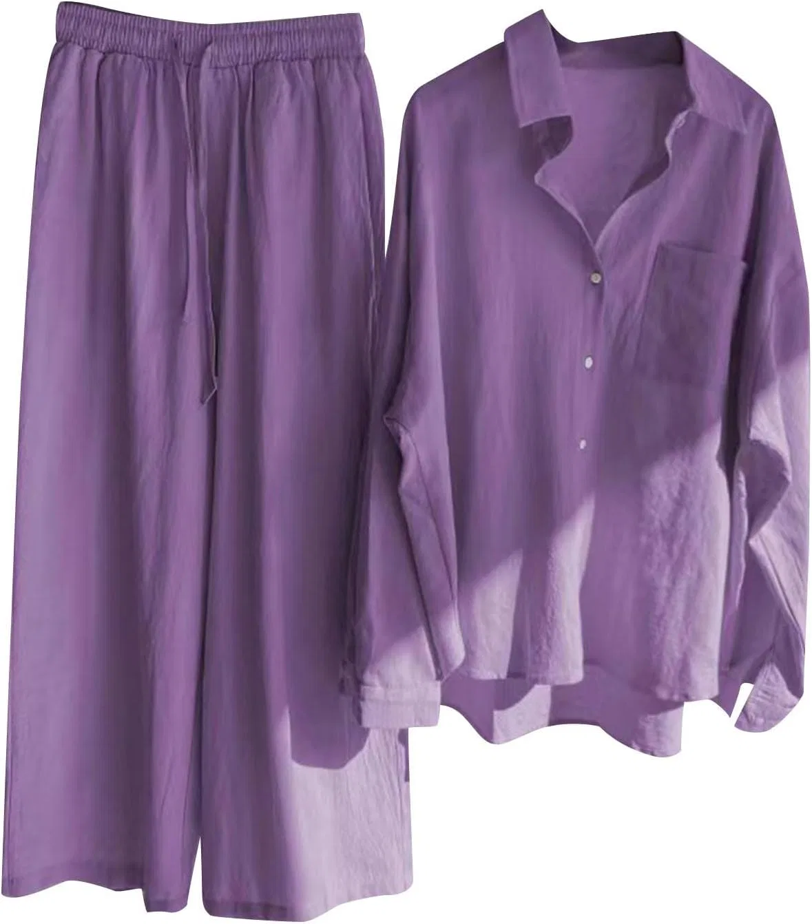 Спортивный костюм с рубашкой и широкими брюками, Purple