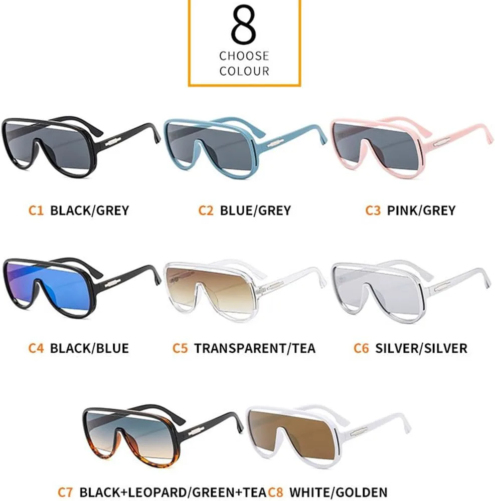 

Модные ретро-солнцезащитные очки-комбинезон для женщин и мужчин, большие, роскошные, с градиентным затемнением и защитой от УФ-излучения UV400 TKKTLLT, White Gold