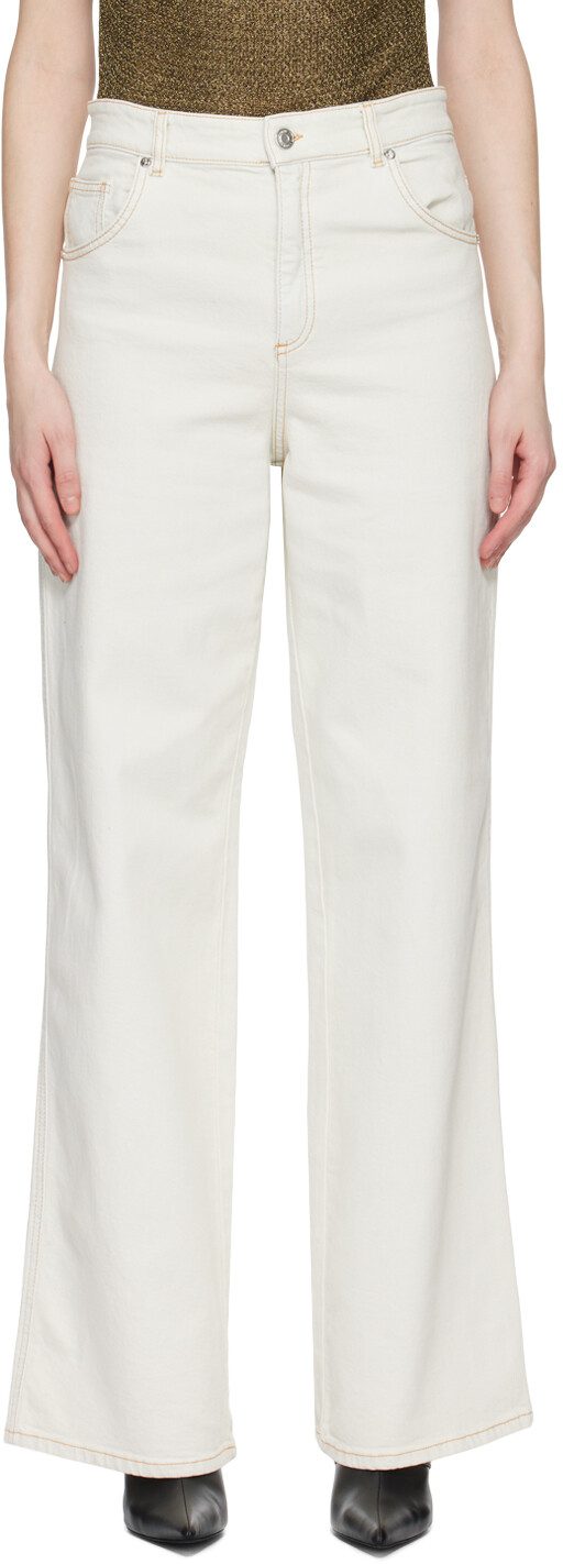 

Бело-белые джинсы-бойфренды Blumarine