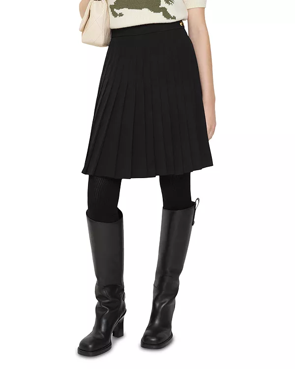 

Плиссированная юбка миди из шерстяной смеси Eleonora Burberry, черный