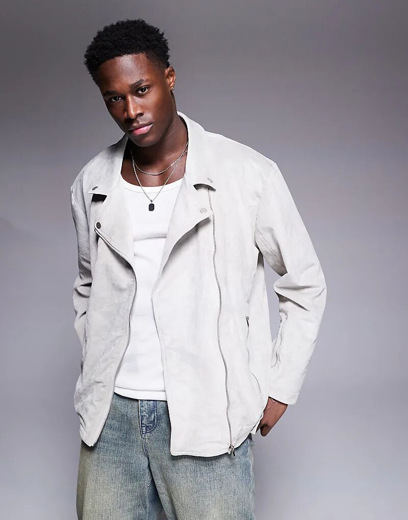 

Замшевая байкерская куртка Liquor N Poker светло-коричневого цвета