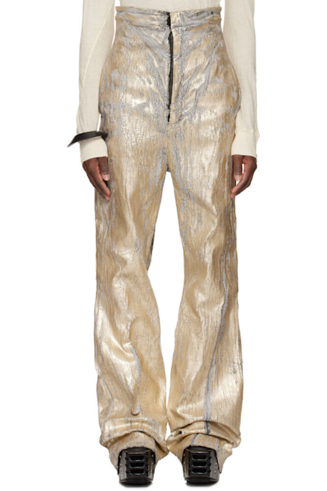 

Золотые джинсы Hollywood Bolan Megacrust Rick Owens