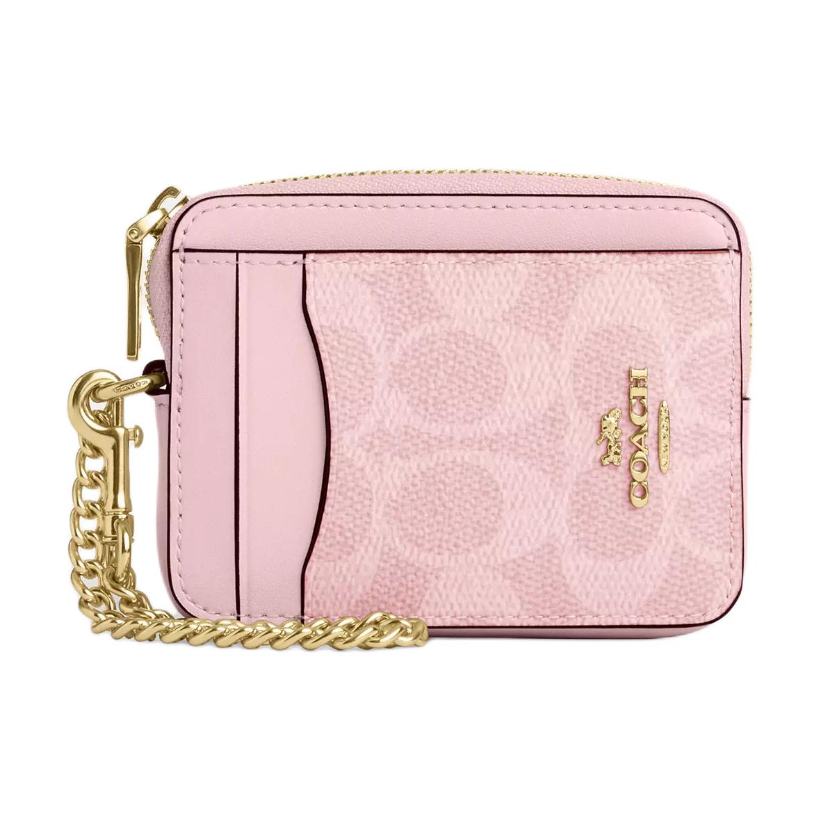 

COACH Мини картхолдер из текстиля с покрытием женский розовый