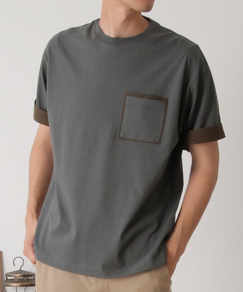 

Футболка с карманом и принтом Ikka, оливковый