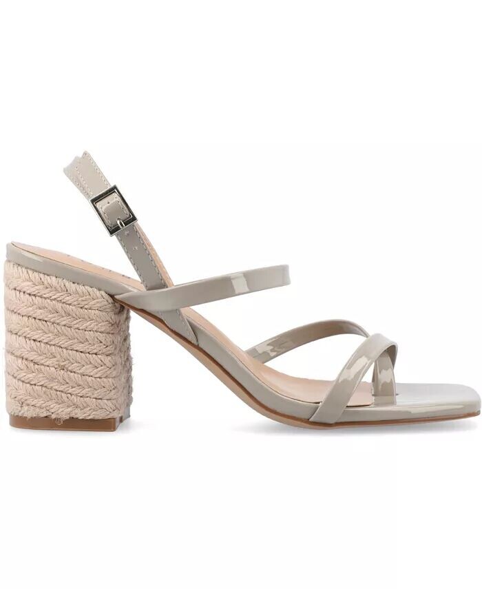 Женские босоножки Olivina Espadrille на блочном каблуке с ремешками Journee Collection, серый — фото 2