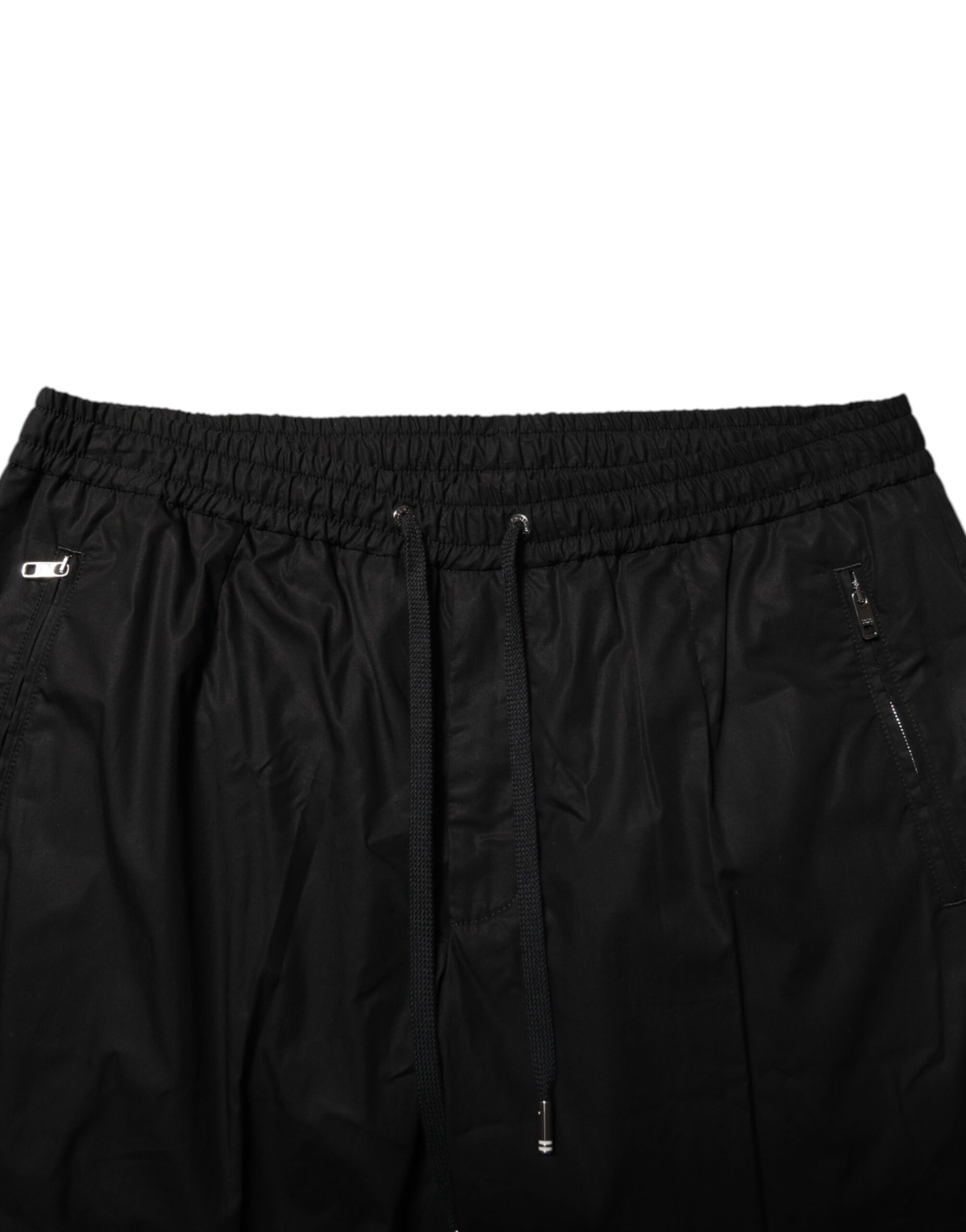 Черные хлопковые мужские спортивные брюки с логотипом на ленте Dolce & Gabbana, черный — фото 4
