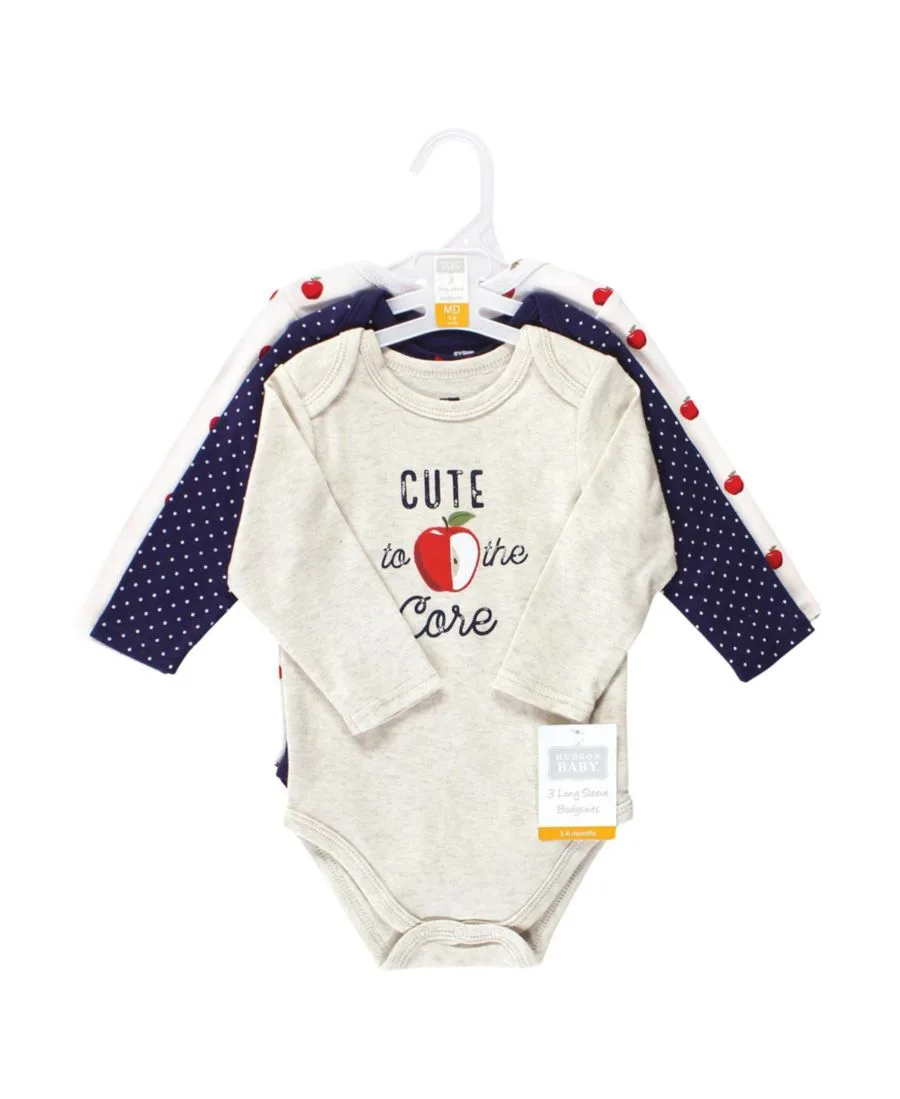 Hudson Baby Хлопковые боди с длинными рукавами, комплект из 3 штук, с принтом цвета корицы — фото 2