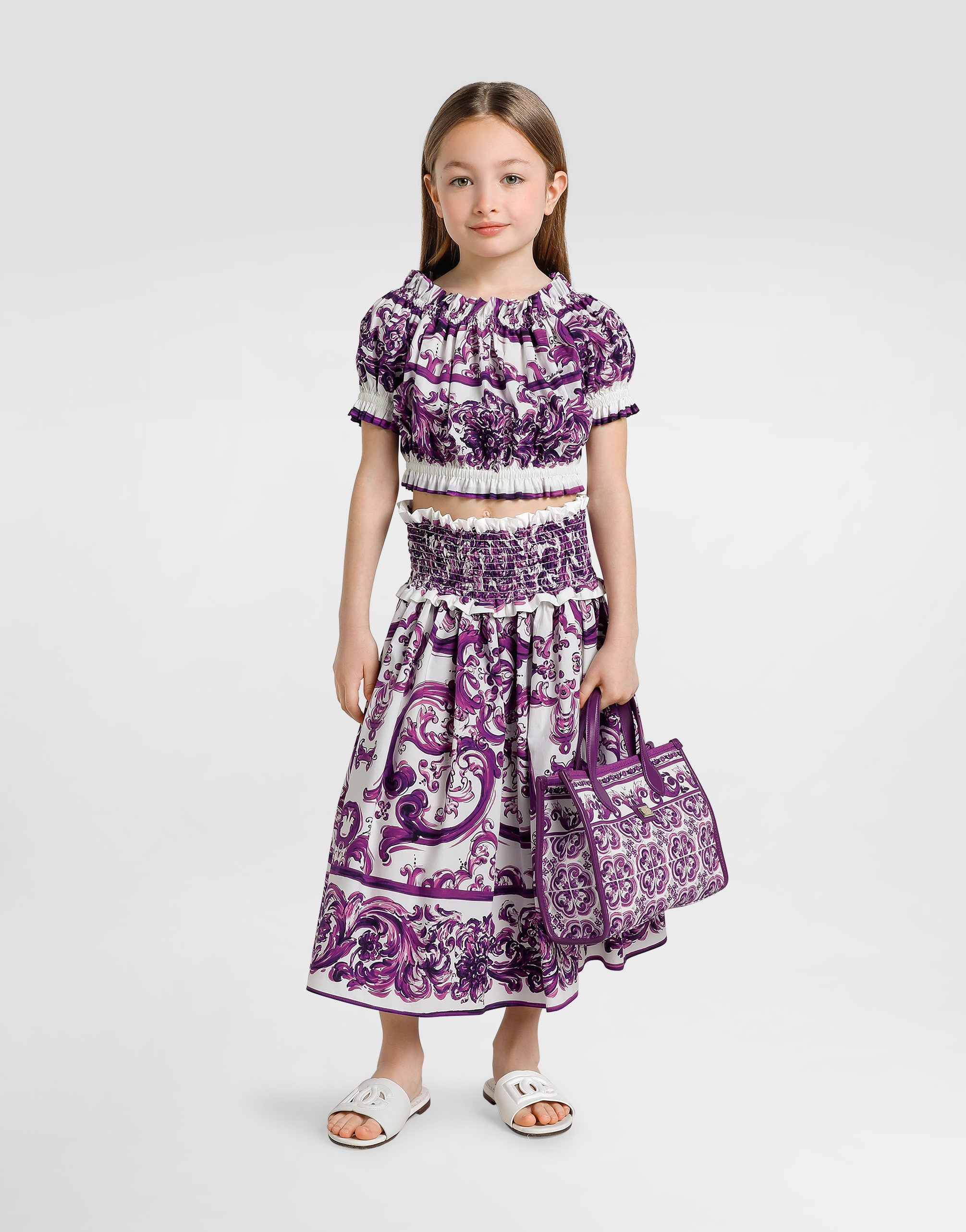 Топ из поплина с принтом майолика Dolce&Gabbana, мультиколор — фото 2