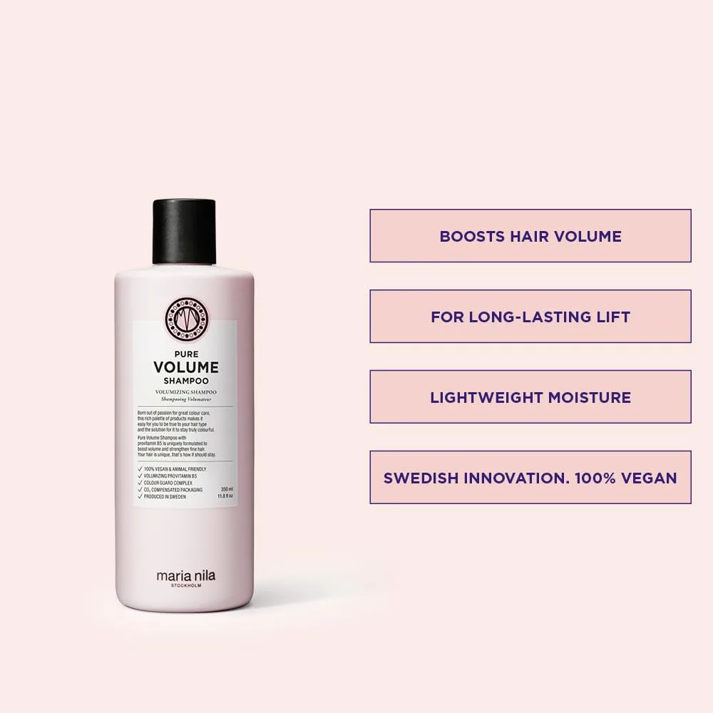 Шампунь и кондиционер Maria Nila Pure Volume с витамином B5 придают объем тонким и редким волосам, 100% веганский продукт, не содержит сульфатов и парабенов. — фото 2