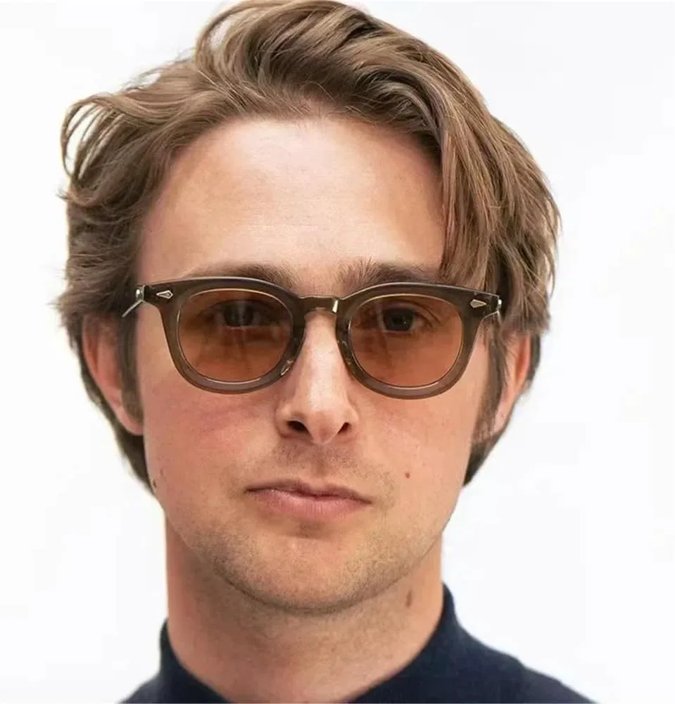 

Солнцезащитные очки UV400 с круглыми прозрачными линзами Ocean и заклепками для женщин и мужчин, для бега и занятий спортом на открытом воздухе UYPTK, Olive Green Tea