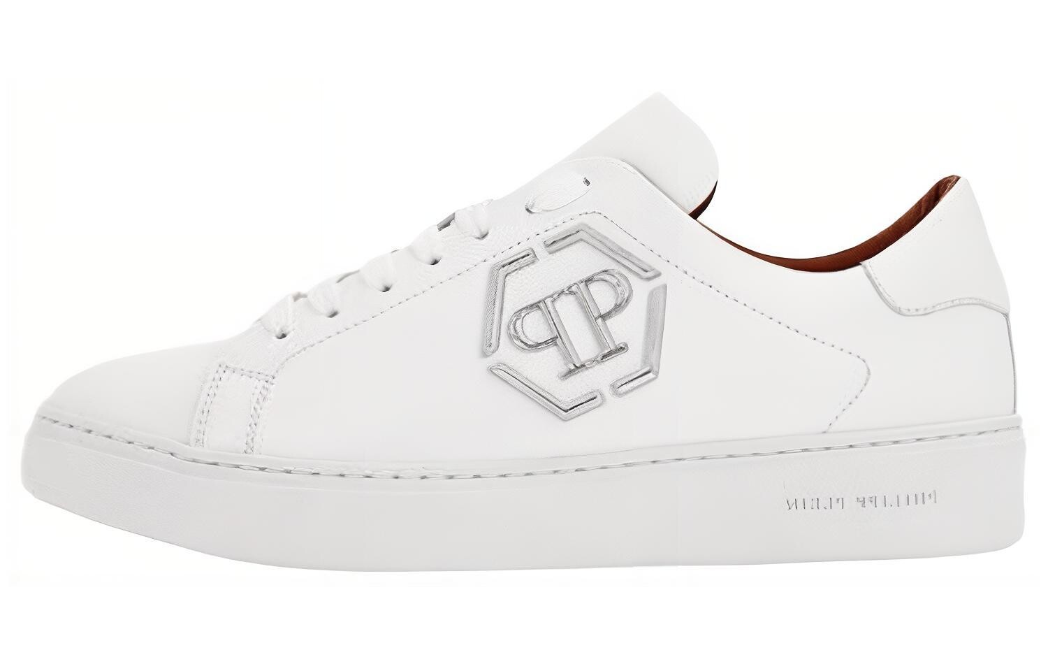 

Кроссовки PHILIPP PLEIN Logo-plaque Leather Sneakers, белый