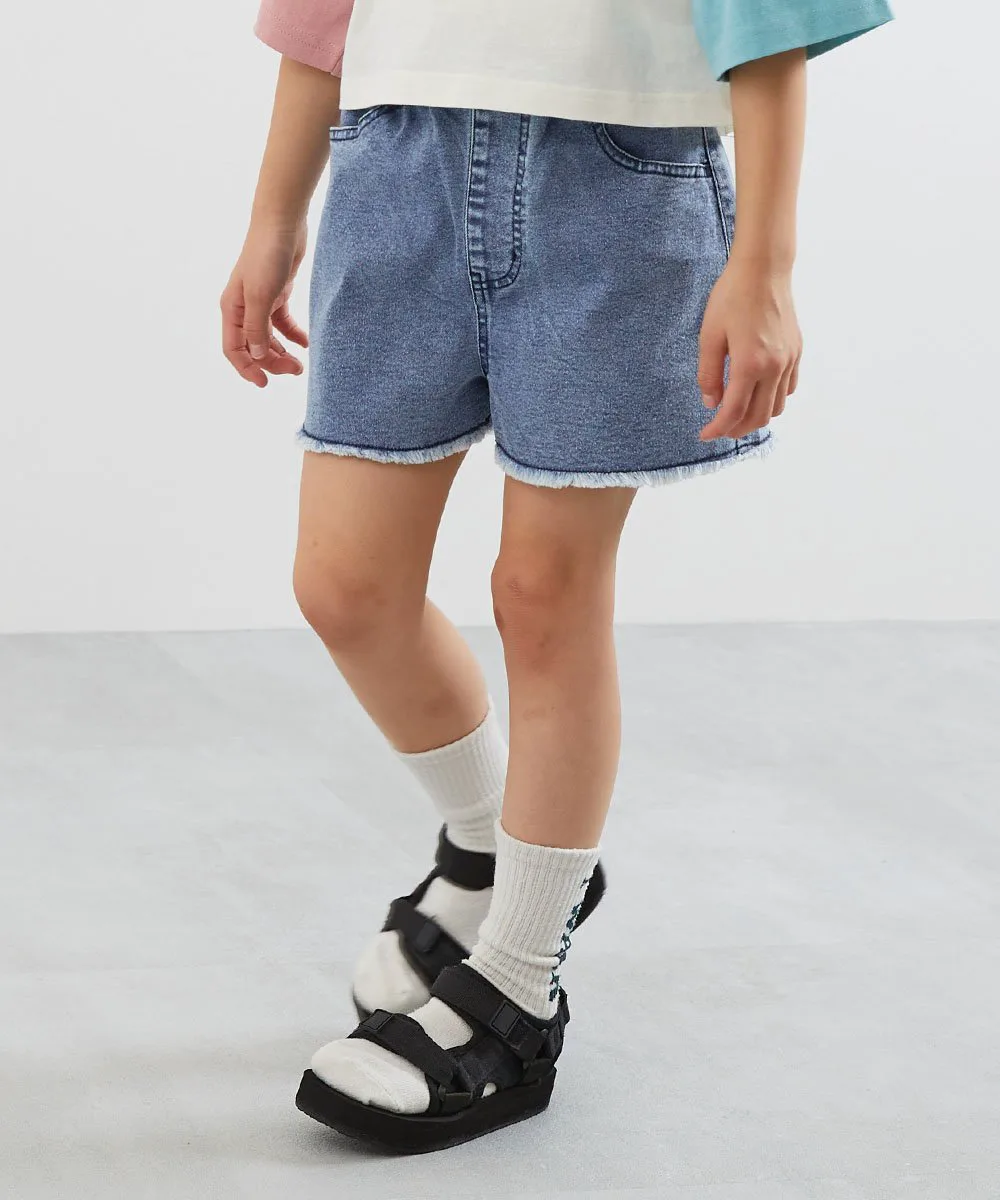 Джинсовые шорты, брюки и полубрюки из ткани Raku Denim с химической обработкой, бахромой, весна/лето 2015 Devirock, цвет 002-Chemical Navy