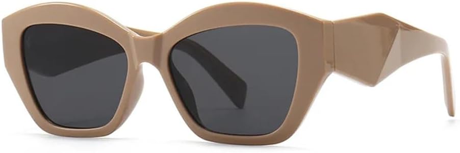 

Солнцезащитные очки «кошачий глаз» для женщин, ретро-очки в винтажной многоугольной оправе, солнцезащитные очки с защитой от УФ-излучения UV400 VFDHN, Coffee Black Gray