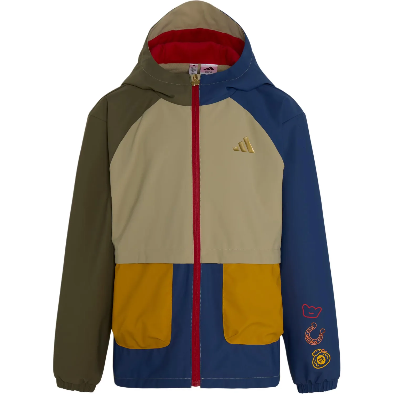Куртка спортивная тканевая теплая для детей Adidas, Light Umber/Dark Olive Green/Blue
