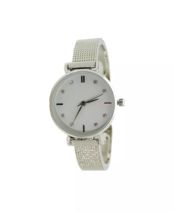 

Часы-Браслет из металла с текстурой и стразами на каждый день Olivia Pratt, silver