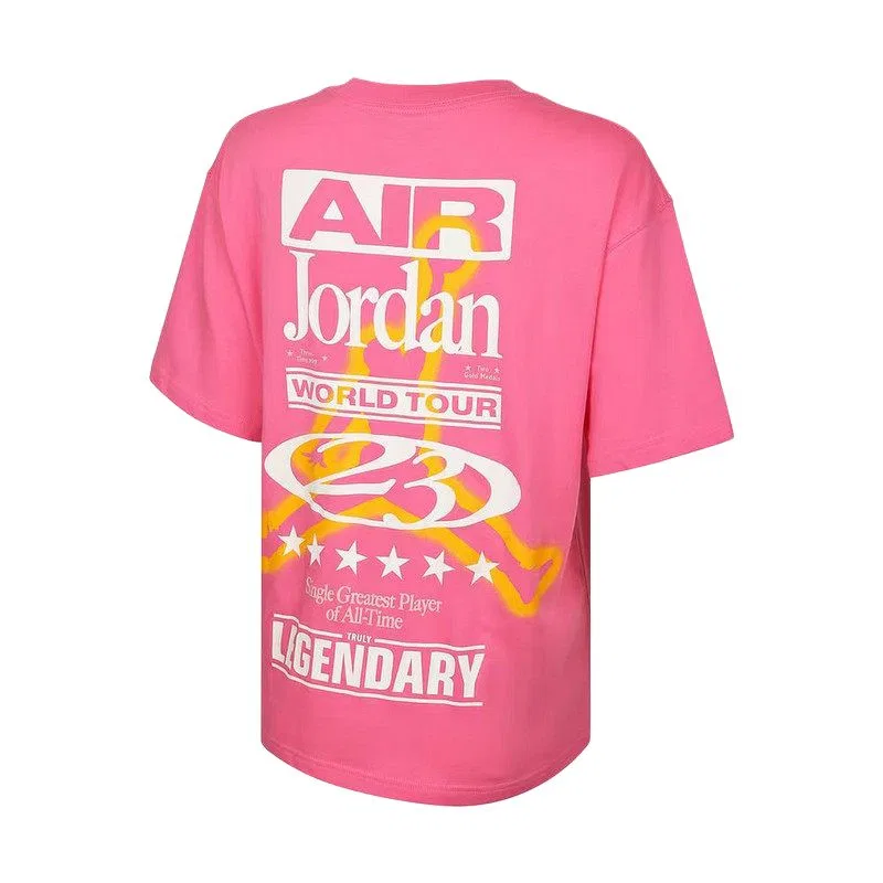 Футболка Air T Shirts женская Pink с круглым вырезом, средней посадки Jordan — фото 3