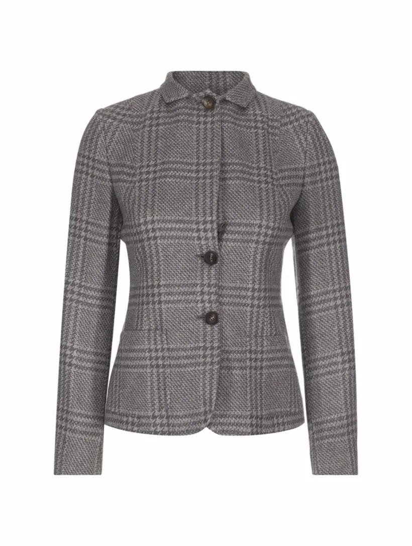 

Однобортный жакет в клетку Kiton, серый