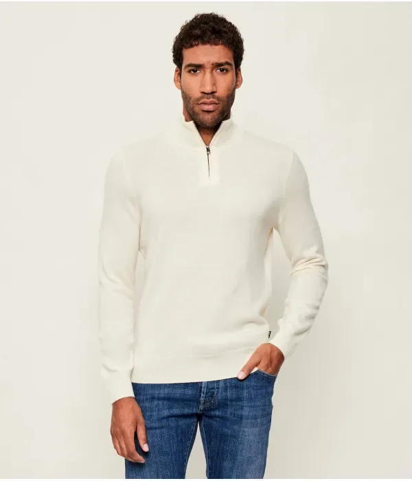 Шерстяная полуводолазка H-Hemarlo regular fit Boss, кремовый