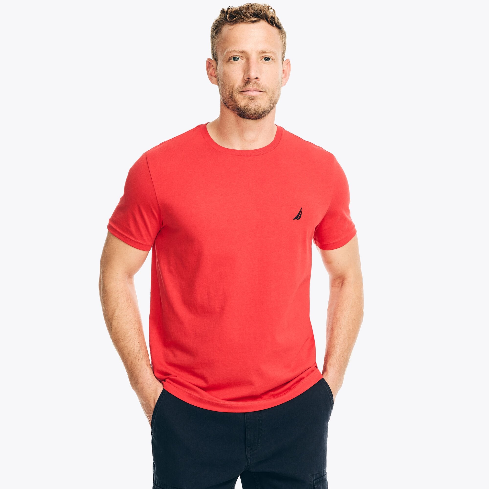 

Футболка мужская Nautica Solid с круглым вырезом, цвет sunrise red