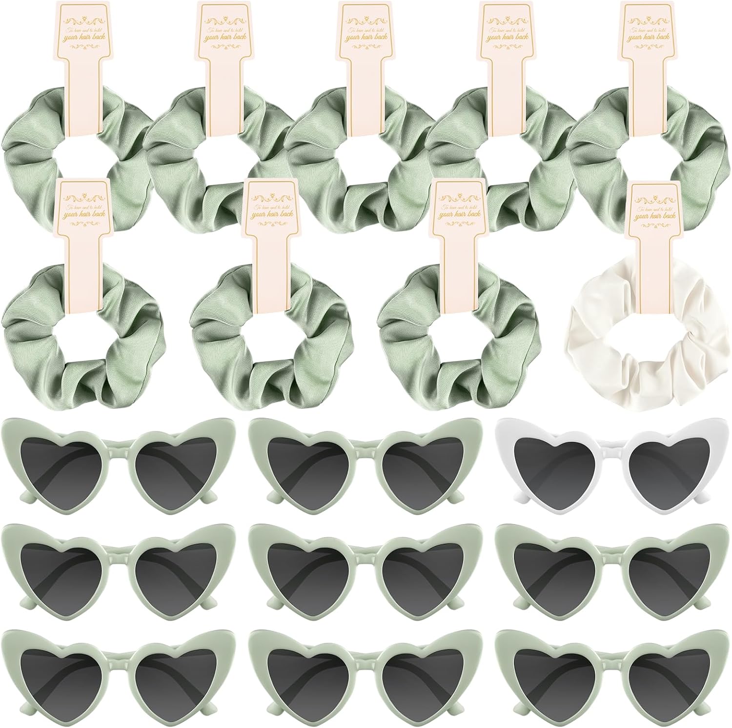 

Солнцезащитные очки и резинки для волос для подружек невесты, резинки для волос для девичника, подарки для предложения стать подружкой невесты на свадебную вечеринку Bouiexye, White,sage Green