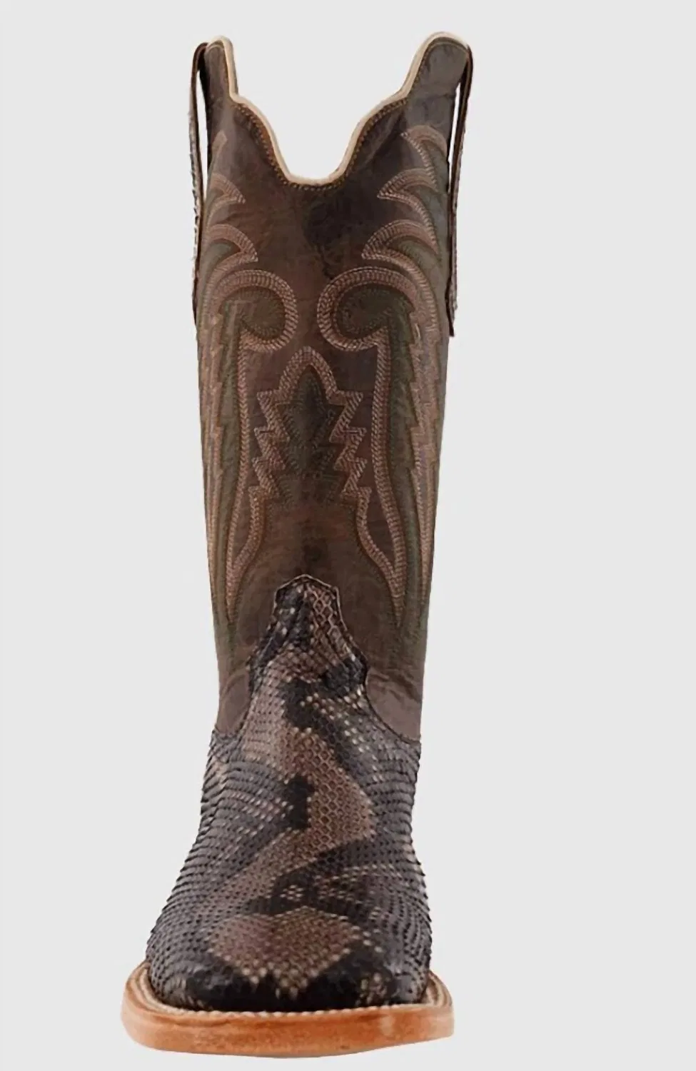R Watson Boots Мужские сапоги в деревенском стиле из кожи питона, винтажный коричневый цвет — фото 2