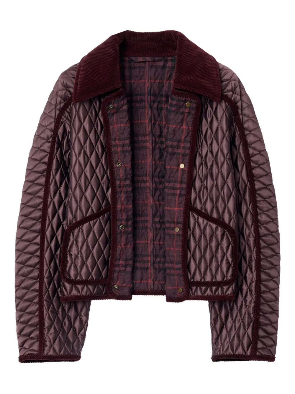 Стеганый пуховик с вельветовой отделкой Burberry, красный — фото 2