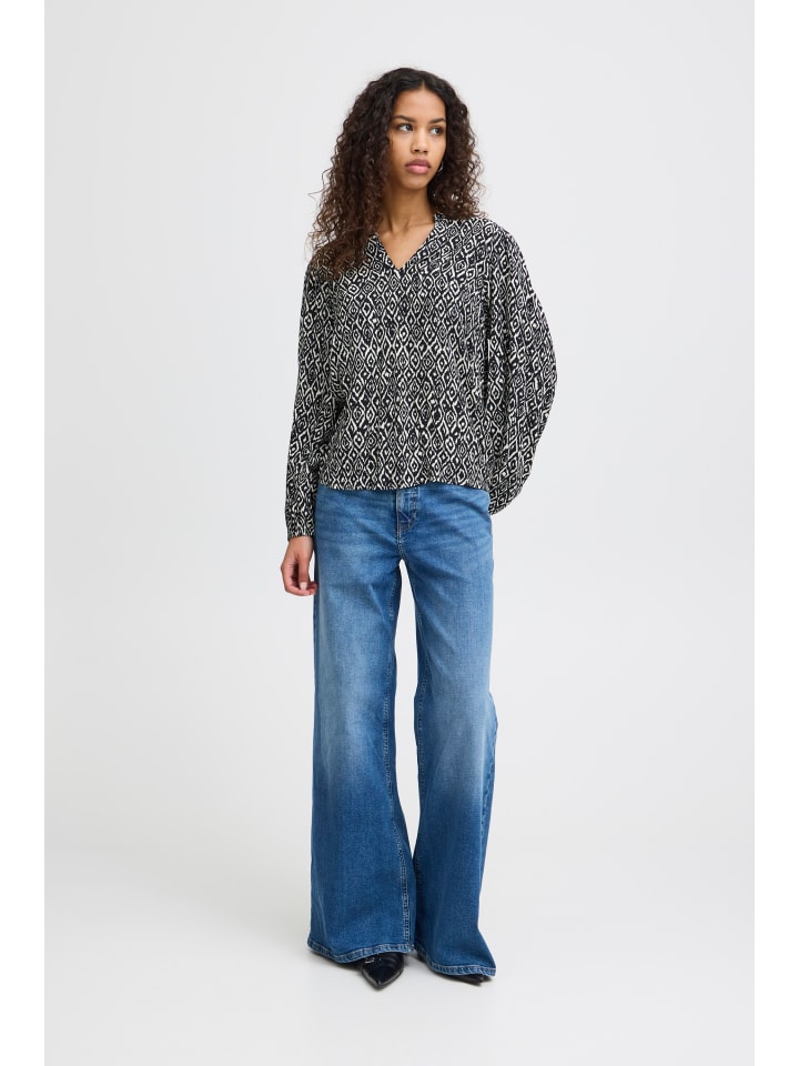 

ICHI Блузка IHVERA LS14 Regular fit in Black Ikat aop