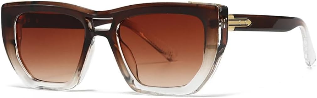 

Солнцезащитные очки Shauna Popular Fashion Cat Eye для женщин, ретро-очки с заклепками, градиентные, защита от УФ-излучения UV400 для мужчин TKKTLLT, Brown Tea Gradient